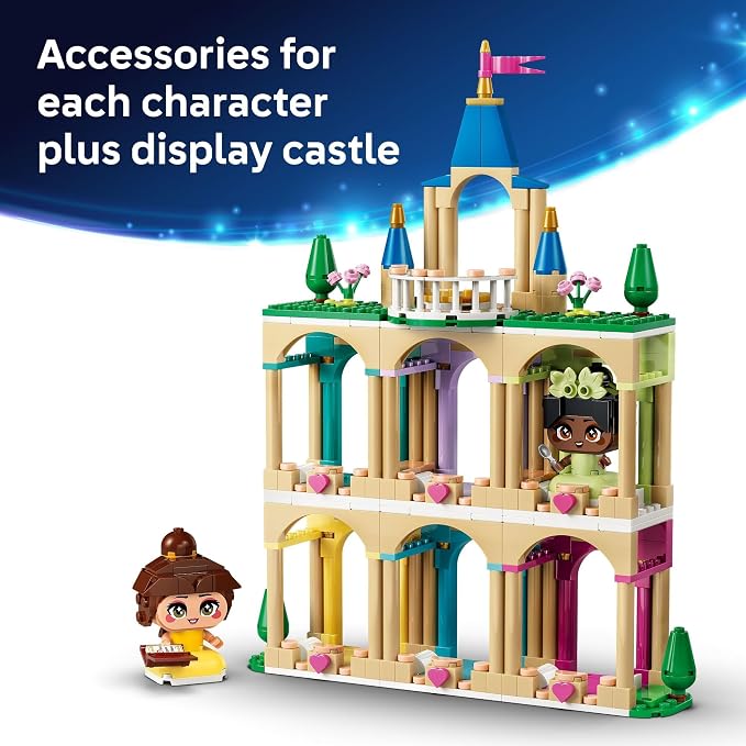 LEGO Disney Princess Mini Belle & Tiana with Castle Building Toy - Princess Toy Figures & Playset for Girls & Boys, Ages 5+ - Gift for Birthday - 43291