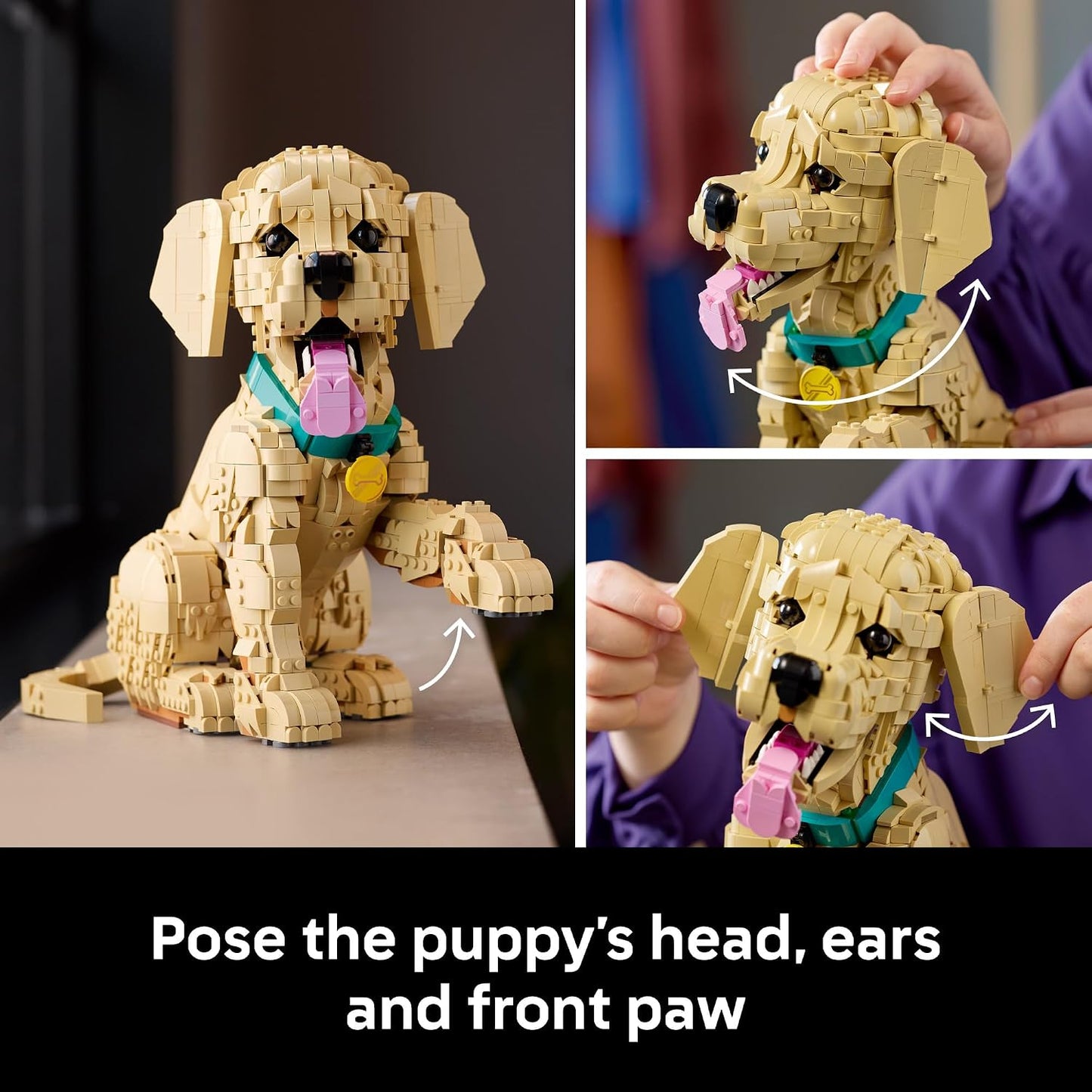 LEGO Icons Golden Retriever Puppy Building Set for Adults, Ages 18+ - Gift for Birthdays - Decor for Home, Bedroom, or Book Shelf - Posable Dog Figure - 11384