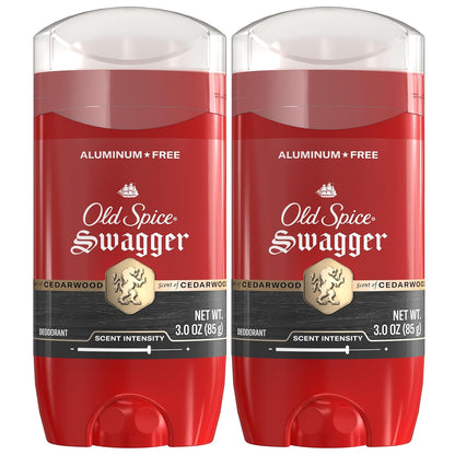 Old Spice Aluminum Free Deodorant for Men, 24/7 Odor Protection, 24/7 Freshness & Lasting Scent, Goes on Clean, Swagger with Cedarwood Scent, 3.0 oz (Pack of 2)