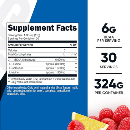 Nutricost BCAA Powder 2:1:1 (Raspberry Lemonade, 30 Servings)