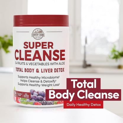 COUNTRY FARMS Super Cleanse, Super Juice Cleanse, Supports Healthy Digestive System, 34 Fruits and Vegetables, Promotes Natural Detoxification, Promote Healthy Weight Management, 28 Servings