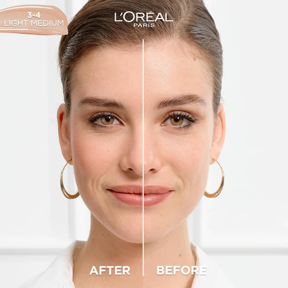L'Oreal Paris True Match Nude Hyaluronic Tinted Serum Foundation with 1% Hyaluronic acid, Light-Medium 3-4, 1 fl. oz.