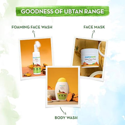 MAMAEARTH Ubtan Foaming Face Wash with Turmeric & Saffron 5.07 fl oz /150ml