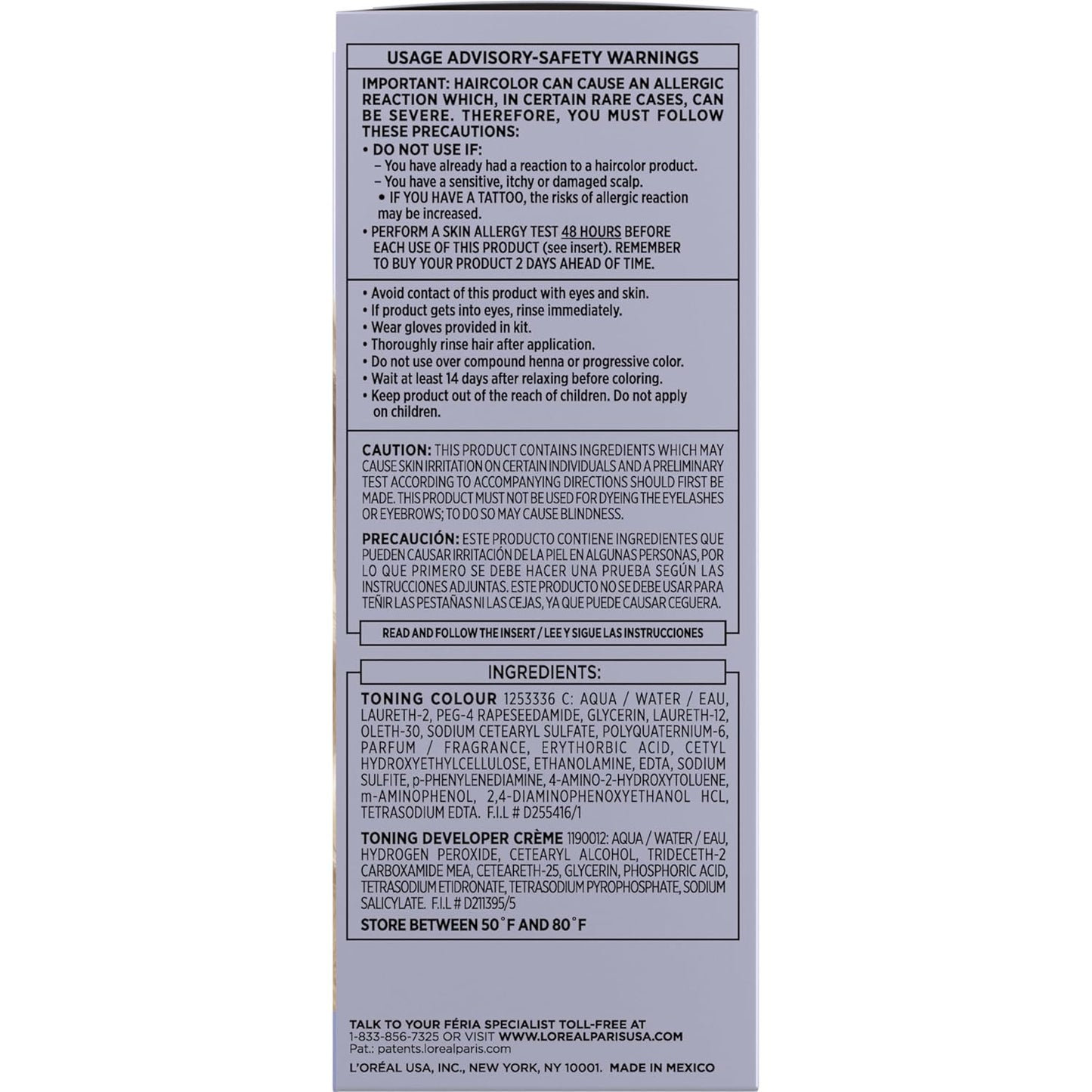 L'Oreal Paris Feria Long-Lasting Anti Brass Power Hair Toner, Ammonia Free Demi Permanent Hair Color, Pearl Blonde Hair Toner, 1 Application (Pack of 2)