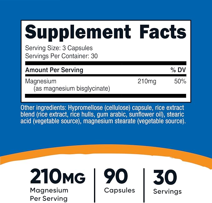 Nutricost Magnesium Glycinate Capsules, 90 Capsules, 210mg Per Serving