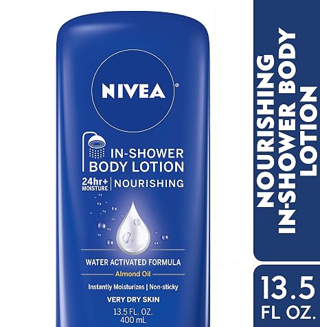 NIVEA Nourishing In Shower Lotion, 24-Hour Body Moisturizer, 13.5 FL OZ