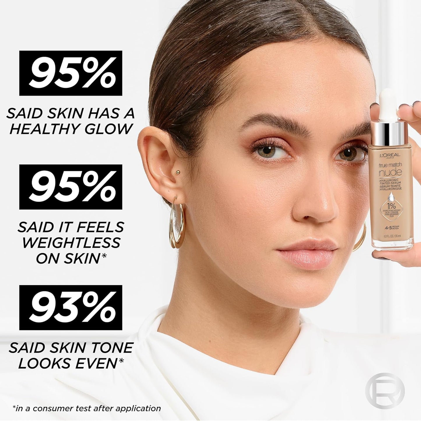 L'Oreal Paris True Match Nude Hyaluronic Tinted Serum Foundation with 1% Hyaluronic acid, Medium Tan 5-6, 1 fl. oz.