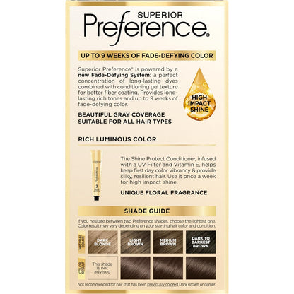 L'Oreal Paris Superior Preference Luminous Fade-Defying Permanent Hair Color, Hair Dye For Up to 9 Weeks of Radiance, Cool Medium Brown 5C, 1 Hair Dye Kit