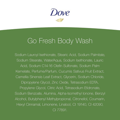 Dove go fresh Refreshing Body Wash Revitalizes and Refreshes Skin Cucumber and Green Tea Effectively Washes Away Bacteria While Nourishing Your Skin 11 oz