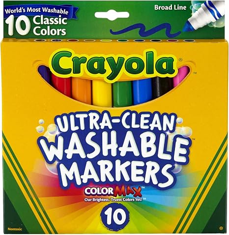 Crayola Ultraclean Broadline Classic Color Max Washable Markers (10 Count), (Pack of 4)