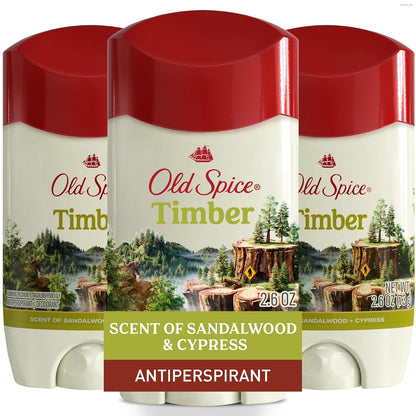 Old Spice Dry Feel Antiperspirant Deodorant for Men, 24/7 Freshness, 24/7 Sweat & Odor Protection, Gentle on Skin with Skin Conditioners, Timber with Sandalwood + Cypress Scent, 2.6 oz (Pack of 3)