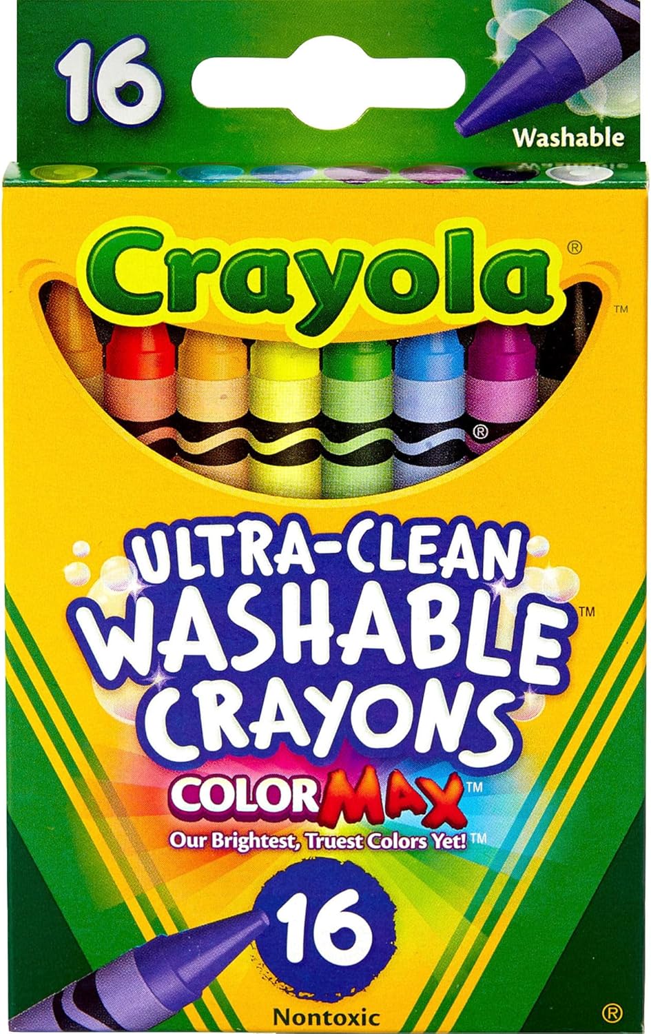 Crayola Ultra-Clean Washable Crayons (526916), 16 Colors