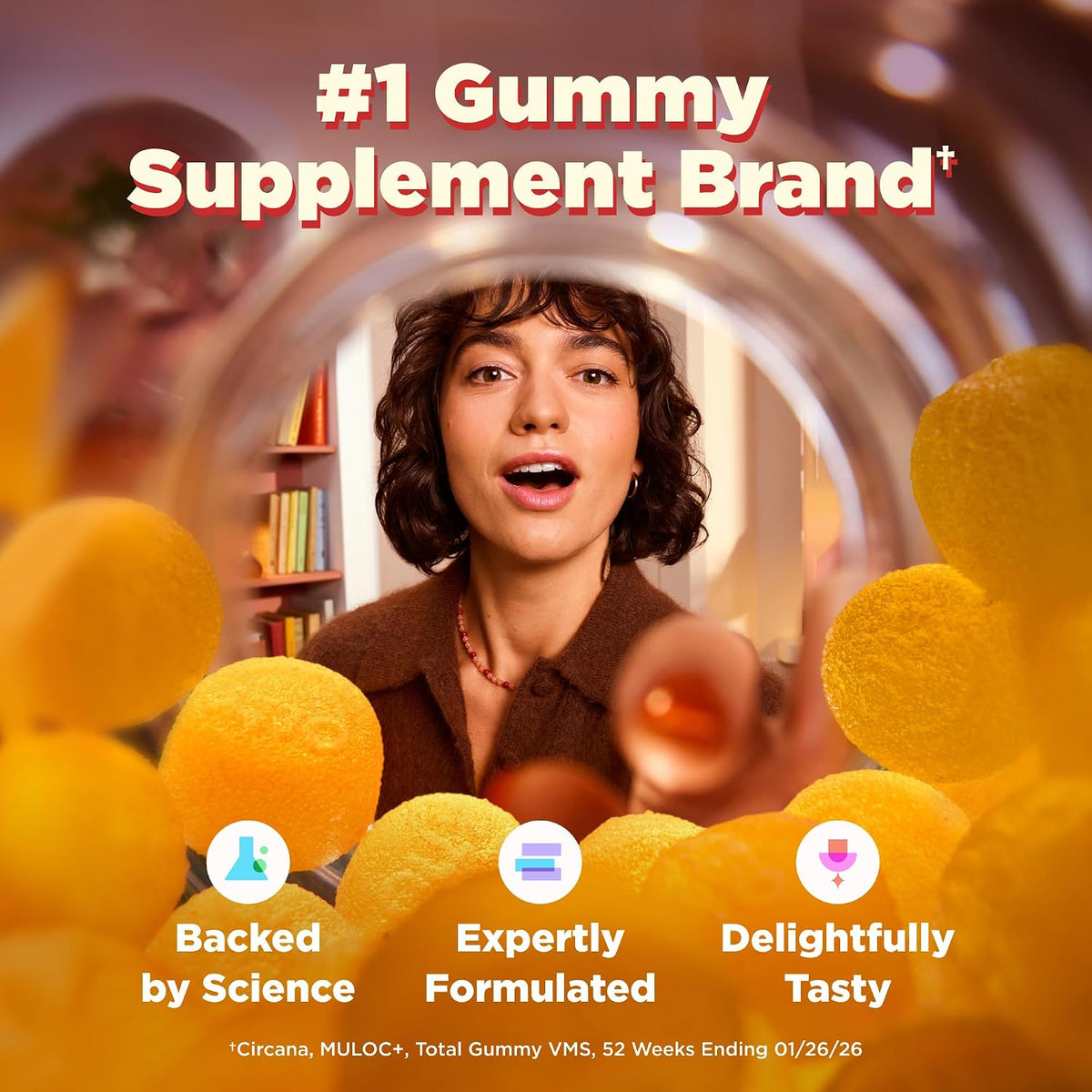 OLLY Fiber Gummy Rings Digestive Health Supplement, Berry Melon - 100 Count