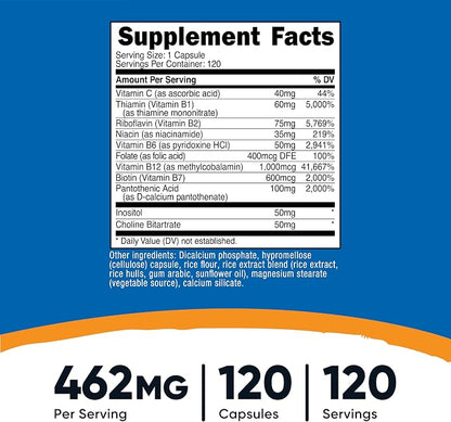 Nutricost High Potency Vitamin B Complex 462mg, 120 Capsules