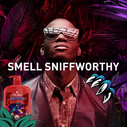 Old Spice Cleansing Body Wash for Men, 3X Defense, 24/7 Shower Fresh with Lasting Scent, 2 in 1 Body and Face Wash, Daily Men’s Wash and Shower Gel, NightPanther Rich Warm Masculine Scent, 33.4 oz