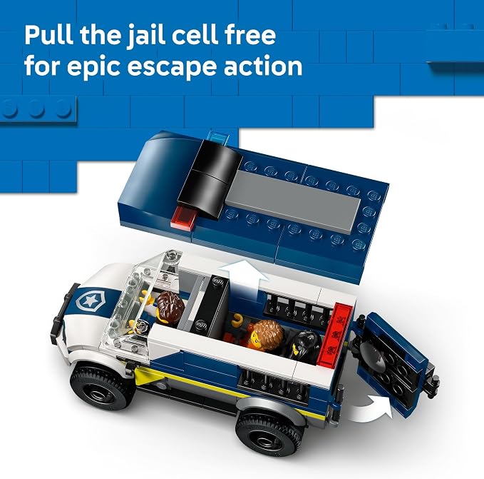LEGO City Police Prisoner Transport Van - Police Toy for Kids, Boys & Girls Ages 6+ - Emergency Vehicle & Motorcycle Building Kit - Officer and 2 Crook Minifigures - Gift Idea for Birthdays - 60479