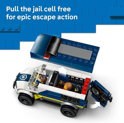 LEGO City Police Prisoner Transport Van - Police Toy for Kids, Boys & Girls Ages 6+ - Emergency Vehicle & Motorcycle Building Kit - Officer and 2 Crook Minifigures - Gift Idea for Birthdays - 60479