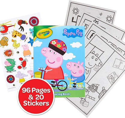 Crayola Peppa Pig Coloring Book with Stickers, Gift for Kids, 96 Pages, Ages 3, 4, 5, 6