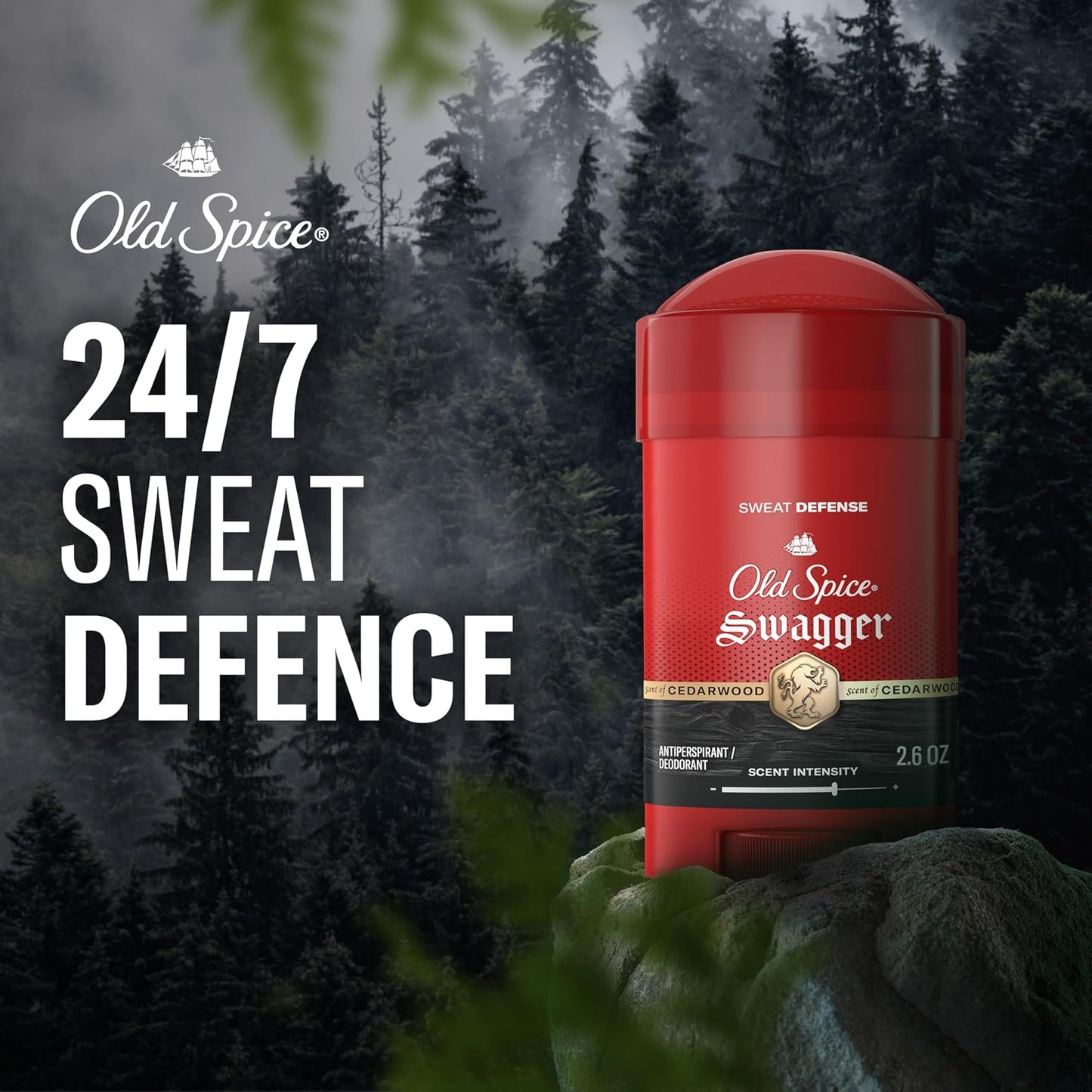 Old Spice Sweat Defense Antiperspirant & Deodorant for Men, 24/7 Ultimate Sweat Protection, Long Lasting Scent, Soft Solid, Swagger with Cedarwood Scent, 2.6 oz