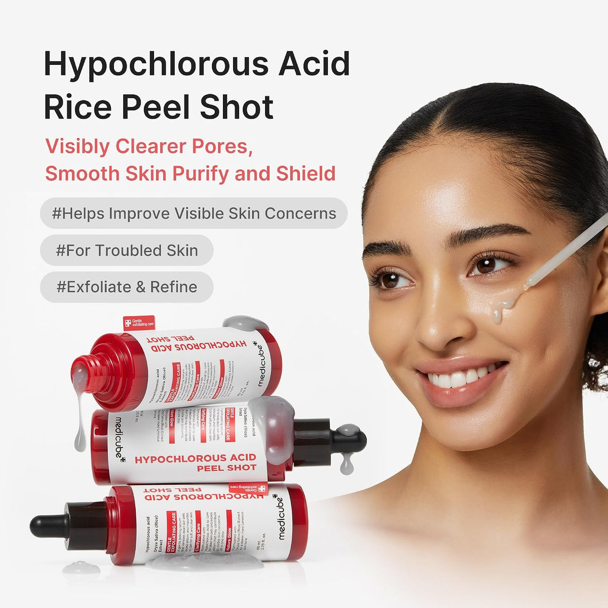 medicube Hypochlorous Acid Peel Shot Duo for - HOCI Facial & Body Peel Shot