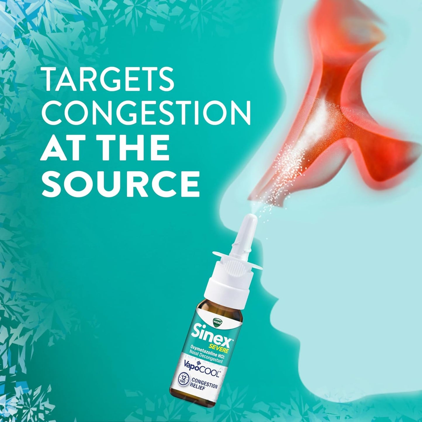 Vicks Sinex SEVERE Nasal Spray with VapoCOOL, Soothing Vicks Vapors, Decongestant Medicine, Relief from Stuffy Nose due to Cold or Allergy, & Nasal Congestion, Sinus Pressure Relief, 265 Sprays