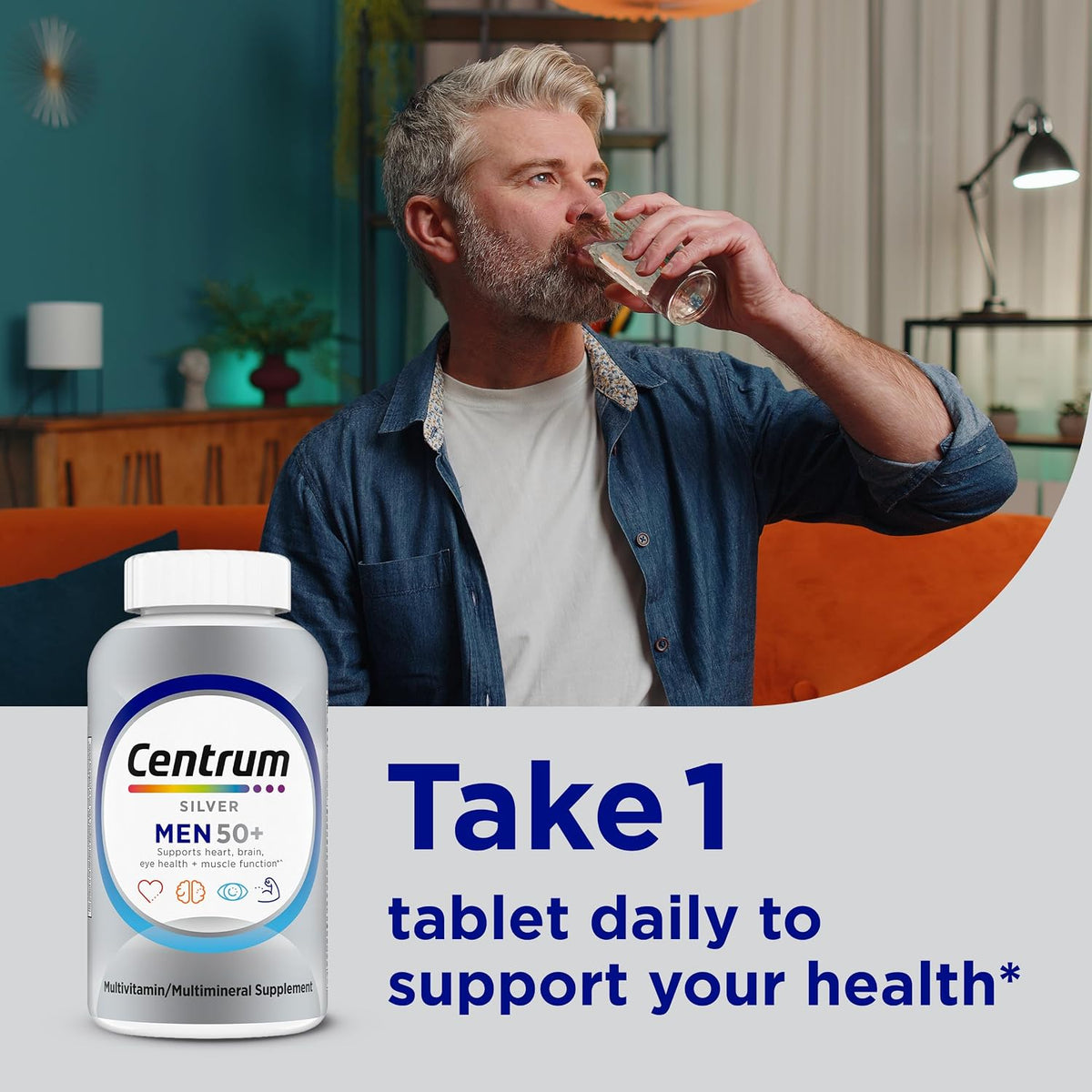 Centrum Silver Men's Multivitamin for Men 50 and Over, 100 Tablets