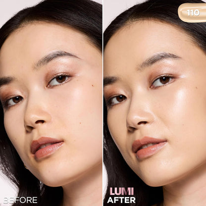L'Oreal Paris Lumi Le Glow Skin Tint, Lightweight Water-Based Tinted Serum with Foundation-Like Coverage, Glow Illuminator, Warm 110, 0.85 Fl Oz