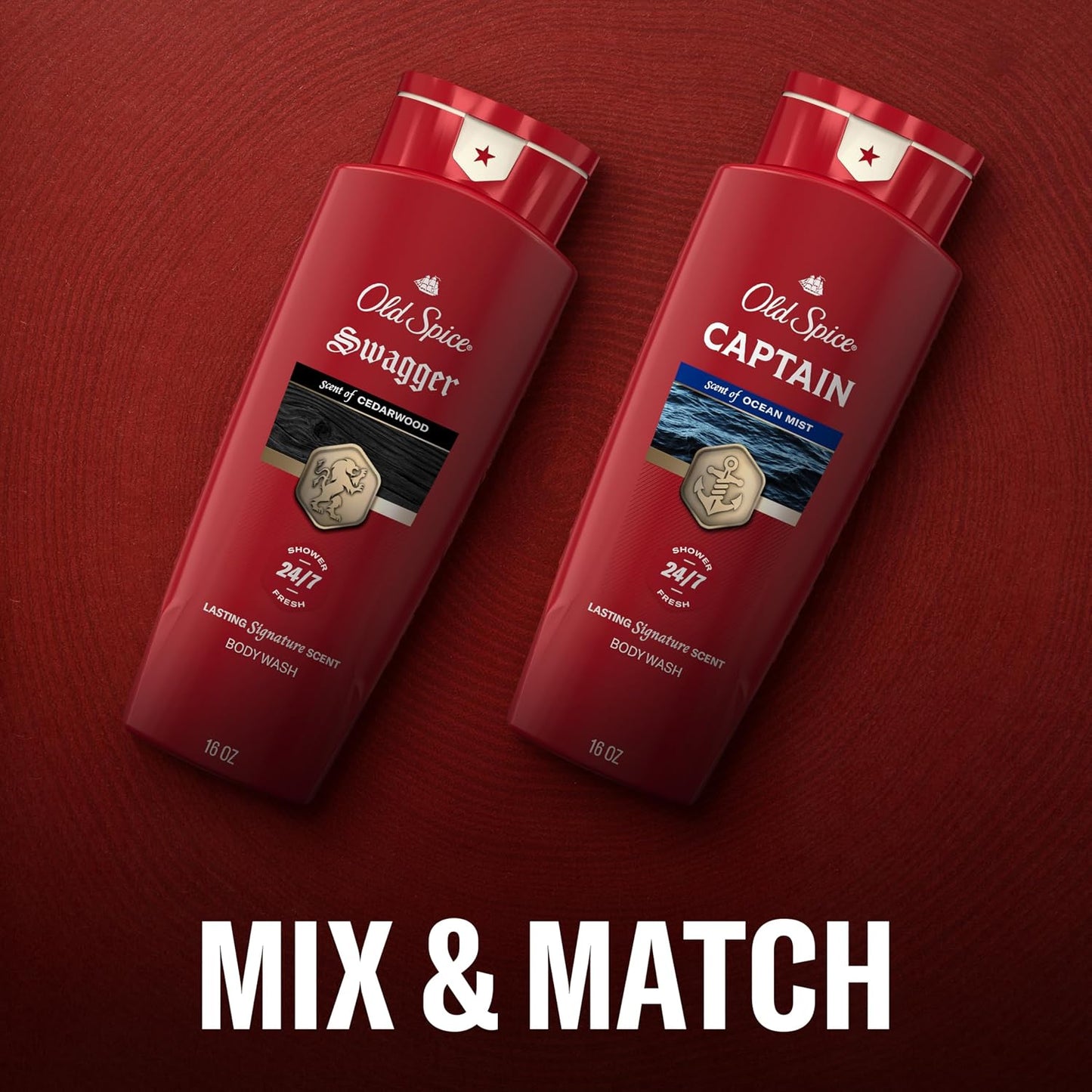 Old Spice Refreshing Body Wash for Men, 3X Defense, 24/7 Shower Fresh with Long Lasting Scent, Red Collection, Swagger with Cedarwood Scent, 16 oz (Pack of 4)