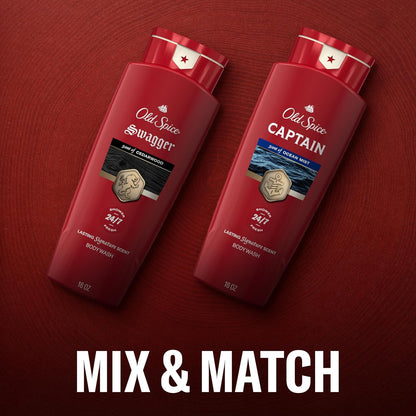 Old Spice Refreshing Body Wash for Men, 3X Defense, 24/7 Shower Fresh with Long Lasting Scent, Red Collection, Swagger with Cedarwood Scent, 16 oz (Pack of 4)
