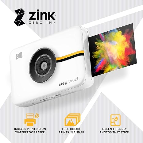 Kodak Step Touch | 13MP Digital Camera & Instant Printer with 3.5 LCD Touchscreen Display, 1080p HD Video - Editing Suite, Bluetooth & Zink Zero Ink Technology | White
