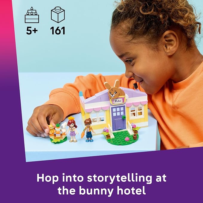 LEGO Friends Heartlake City Bunny Hotel Building Toy for Girls & Boys - Pretend Play Set for Kids, Ages 5+ - W/Paisley & Leo Minidolls, 2 Toy Bunnies, & Accessories - Gift Idea for Birthdays - 42679