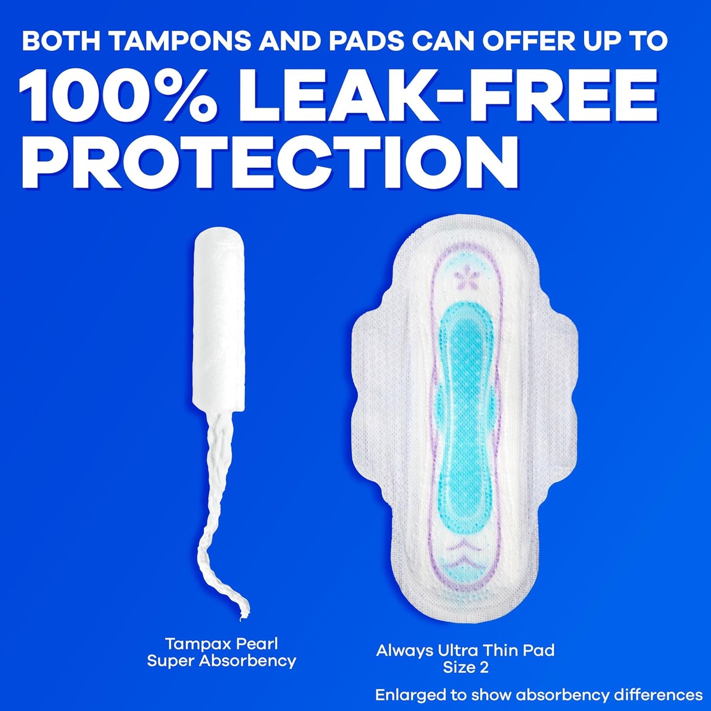 Tampax Pearl Tampons Regular Absorbency, with Leakguard Braid, Unscented, 50 Count x 2 Packs (100 Count Total) (Packaging May Vary)