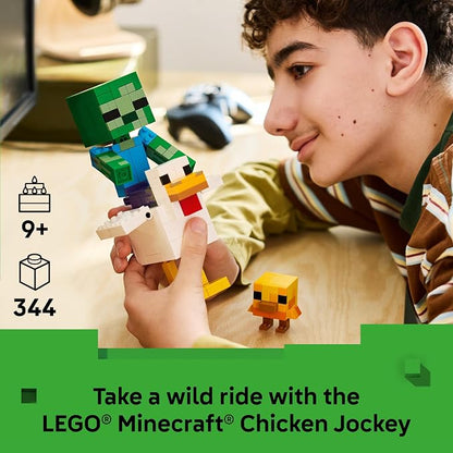LEGO Minecraft Chicken Jockey 21582 | Building Toys for Boys & Girls, Ages, 9+, Display for Bedroom, 344 pieces, Gift for Birthdays