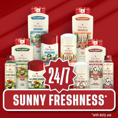 Old Spice Body Wash for Men, Summerdudes, 24/7 Shower Fresh with Daily Use, Long Lasting Scent, Cleanse & Refresh Skin, VIP Festival Experience, Broseidon with Ocean Surf Scent, 24 oz