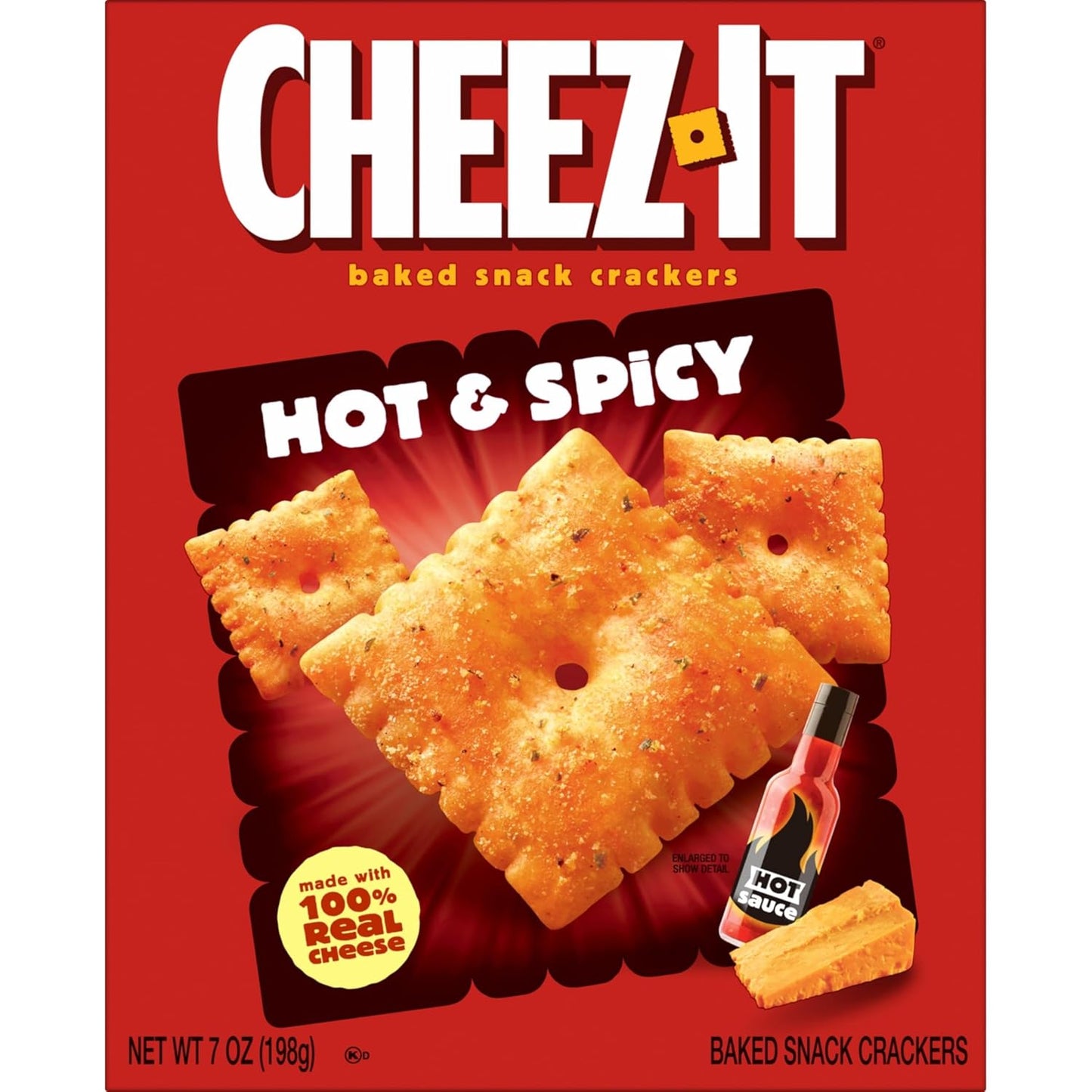 Cheez-It Cheese Crackers, Baked Snack Crackers, Office and Kids Snacks, Hot and Spicy, 5.25lb Case (12 Boxes)