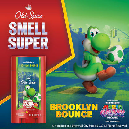 Old Spice Aluminum Free Deodorant for Men, Old Spice x The Super Mario Galaxy Movie, 24/7 Lasting Freshness, Lasting Odor Protection, Smell Super with Brooklyn Bounce, Smashed Fruit Scent, 3.0 oz