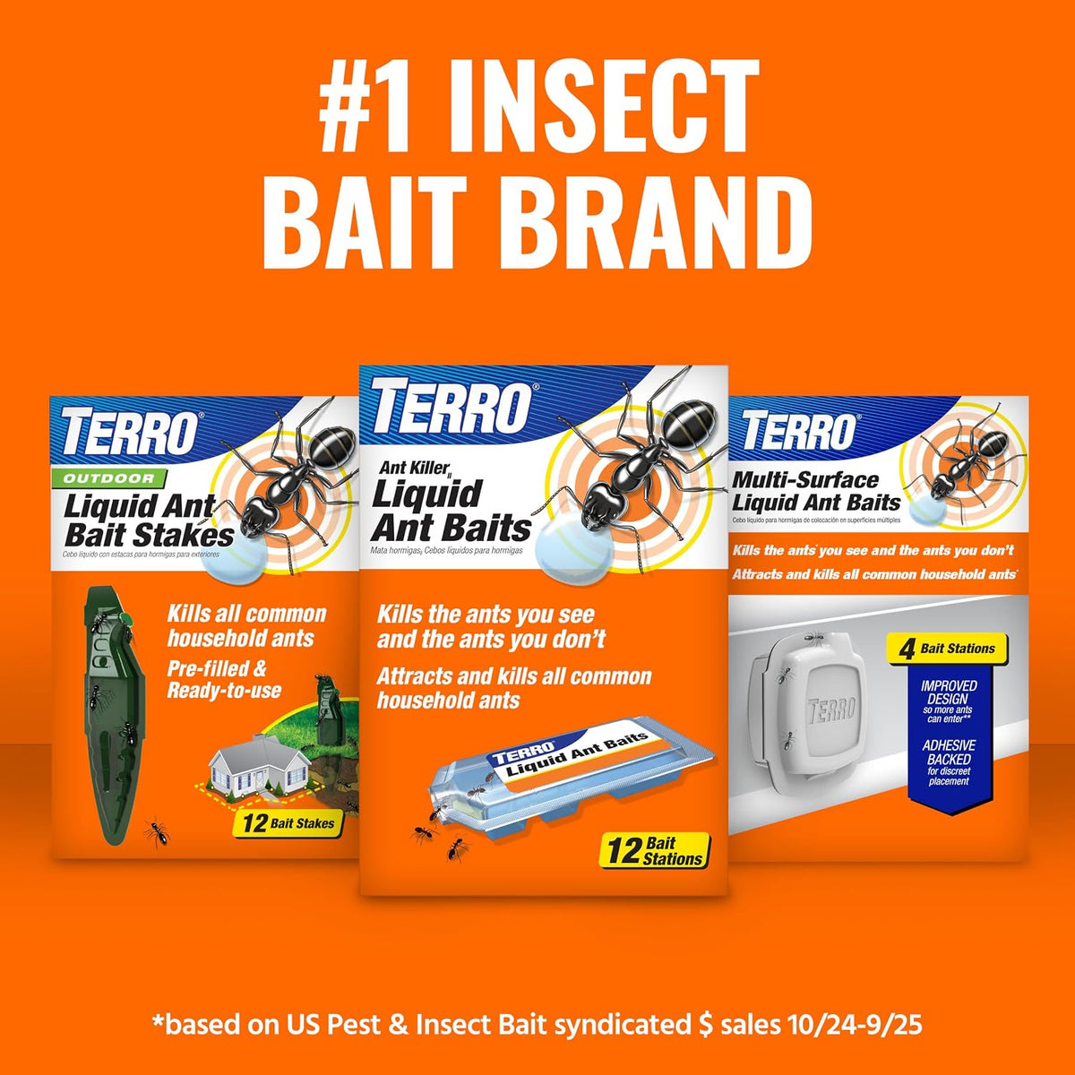 TERRO T1804SR Outdoor Ready-to-Use Liquid Ant Bait Killer and Trap - Kills Common Household Ants - 8 Bait Stations