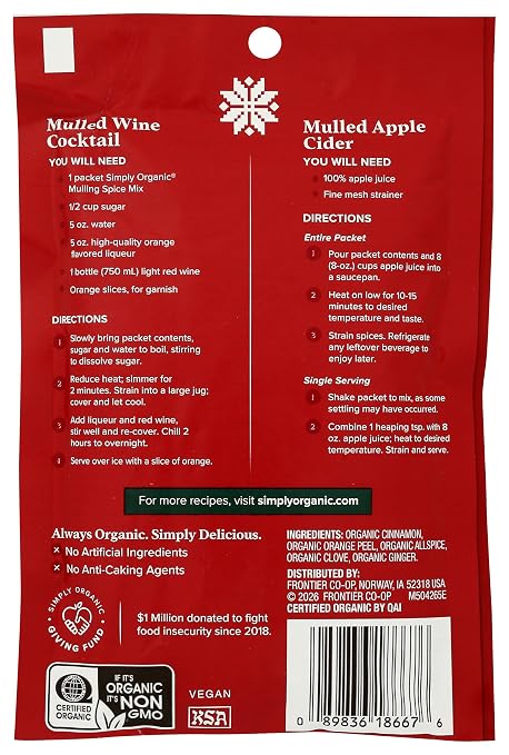 Simply Organic, Organic Mulling Spice Mix, 1.2 Ounce