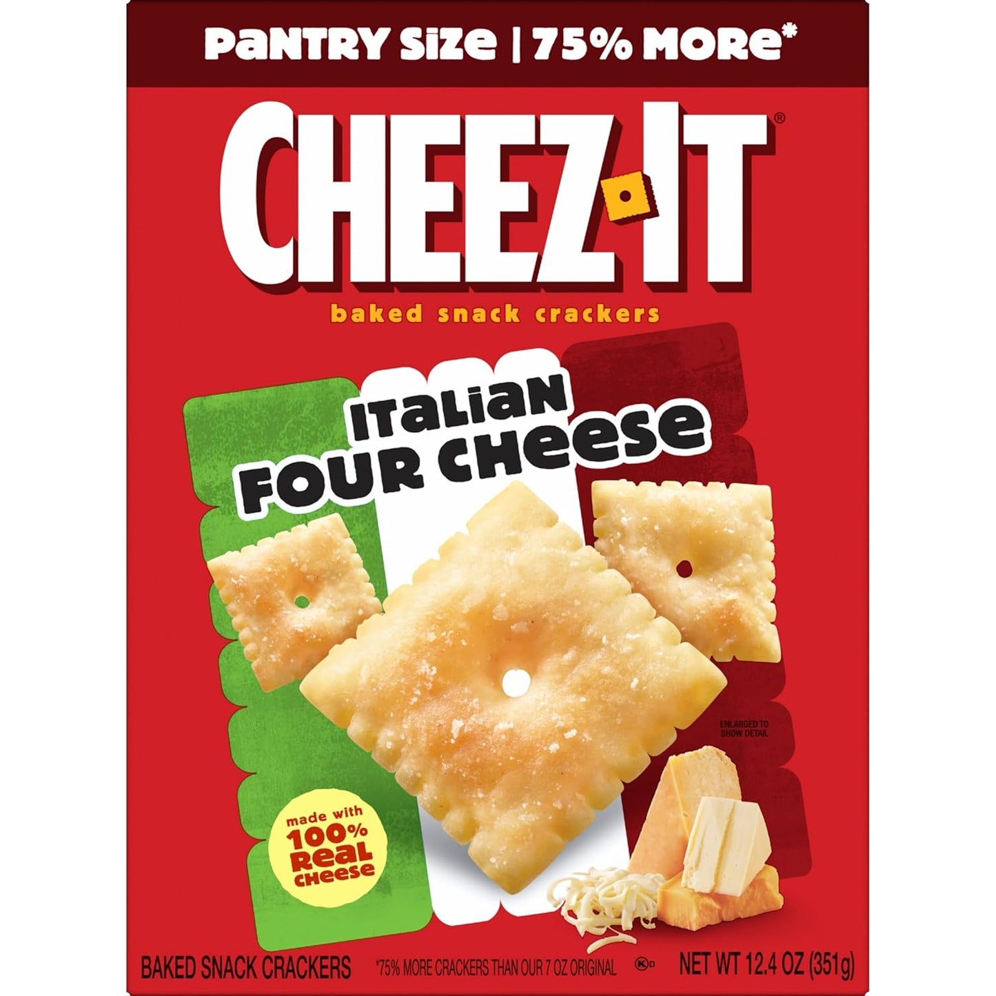 Cheez-It Cheese Crackers, Baked Snack Crackers, Office and Kids Snacks, Italian Four Cheese, 12.4oz Box (1 Box)