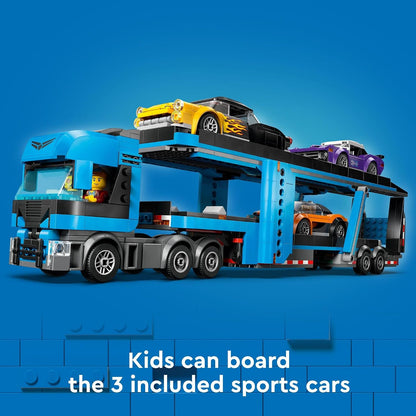 LEGO City Car Transporter 60408 | Back to School Gift for Students, Building Toy, Boys & Girls, Ages 7+, W/ Toy Cars, 998 pieces, Truck Toy for Kids