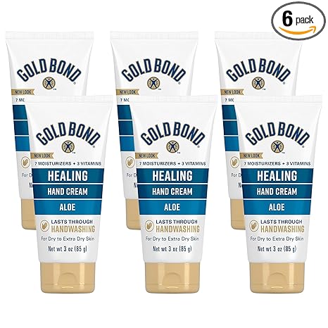 Gold Bond Healing Hand Cream for Women & Men, 3 Oz, With Aloe, Pack of 6 | Hand lotion that lasts through handwashing, On-the-go moisture, travel size, gift set, 24hr hydration