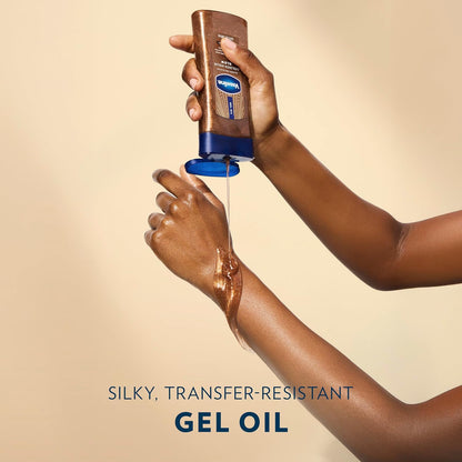 Vaseline Glazed and Glisten Golden Hour Body Gel Oil Glow Vanilla Cocoa Shimmering with Ultra-Hydrating Lipids and 100% Pure Cocoa Butter, 6.8 Oz (Pack of 6)