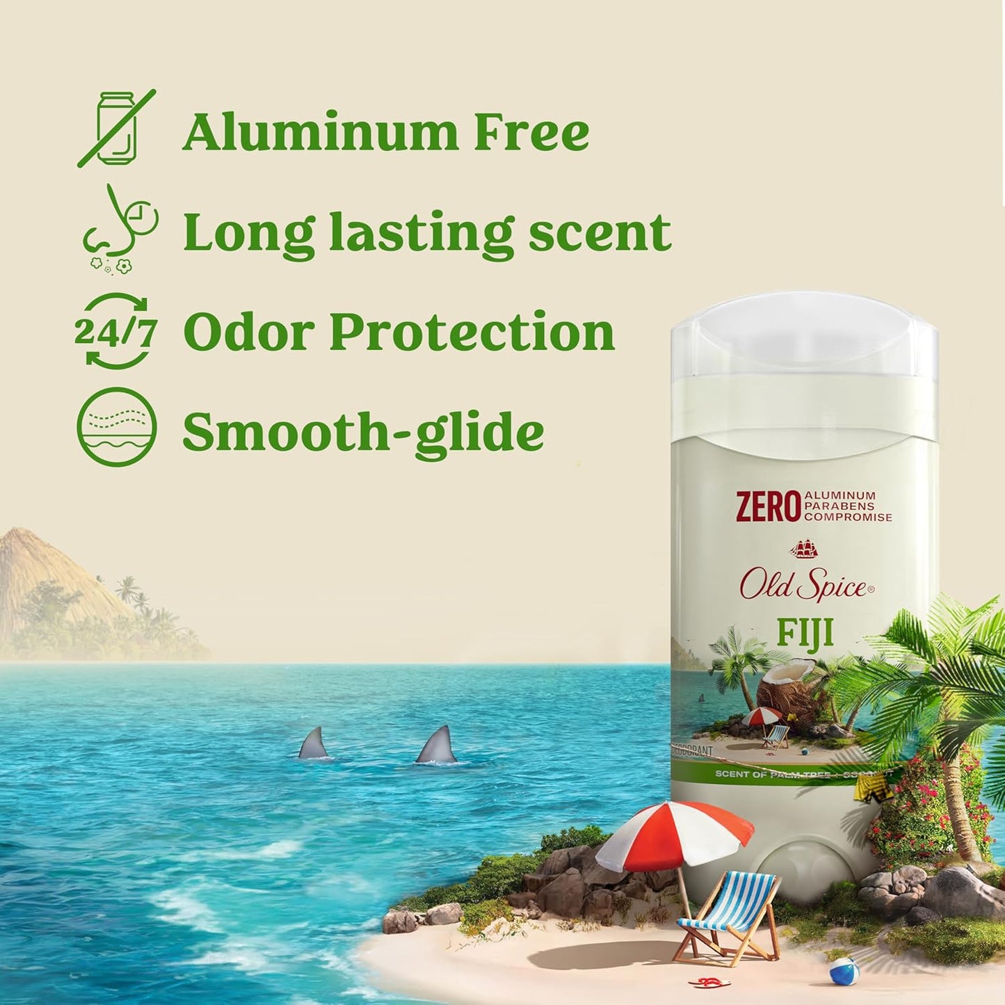 Old Spice Aluminum Free Deodorant for Men, 24/7 Long Lasting Freshness, 24/7 Sweat & Odor Protection, Fiji with Palm Tree Scent Deodorant with Travel-Size Swagger Scent Body Wash, 3 oz (Pack of 16)