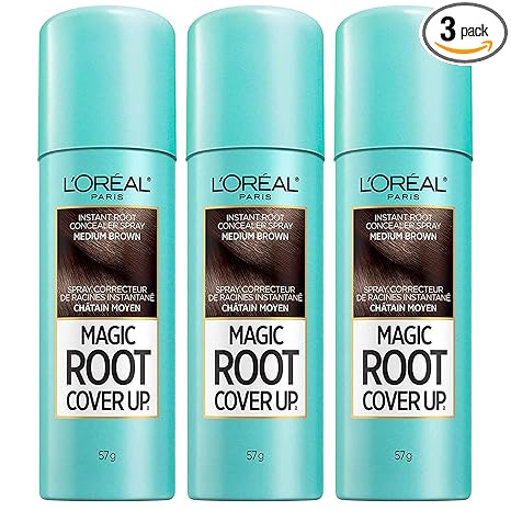 L'Oreal Paris Root Cover Up Hair Color Touch Up Spray, Medium Brown, 2 Ounce (Pack of 3)