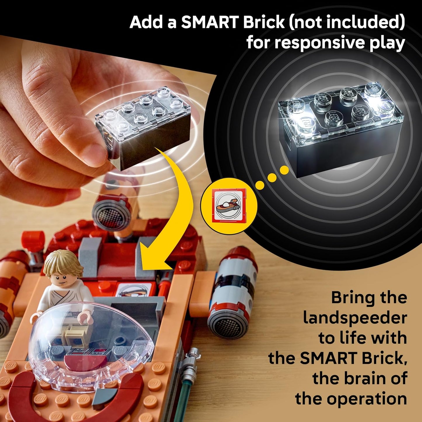 LEGO Star Wars SMART Play: Luke’s Landspeeder - Building Toy for Action Play - Compatible Set with a SMART Tag and 2 Minifigures - Gift for Boys, Girls and Kids Ages 6+ - 75420