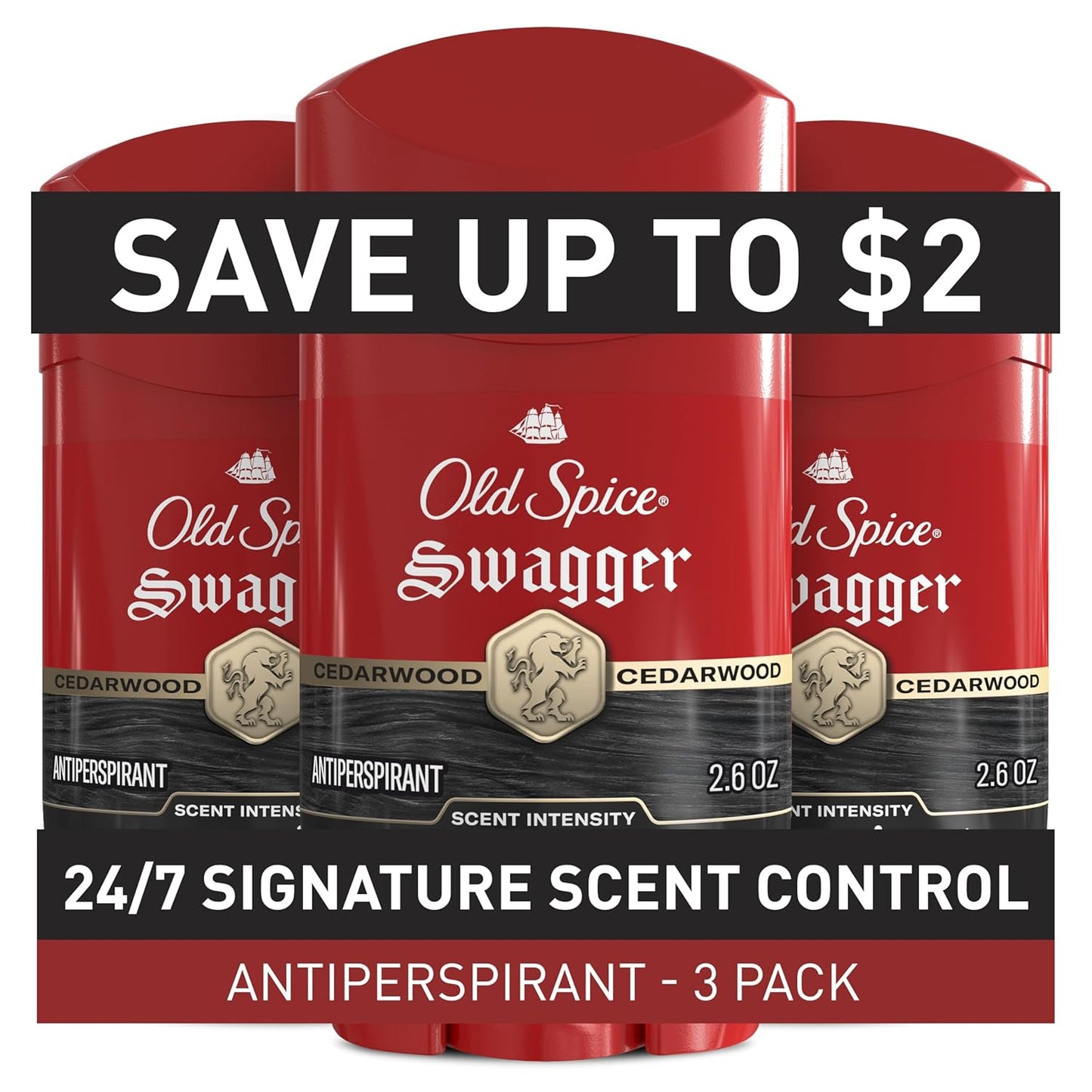Old Spice Red Collection Invisible Solid Antiperspirant and Deodorant for Men, Swagger Scent, 48-Hour Odor Protection, Clear Application, Long-Lasting Freshness, 2.6oz