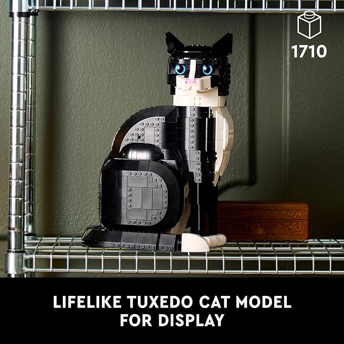 LEGO Ideas Tuxedo Cat - Building Sets for Adults, Ages 18+ - DIY Crafts Kit for Home Decor, Living Room or Bedroom - Gift for Animal Lovers - 21349