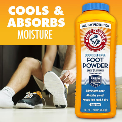 Arm & Hammer Foot Powder for Shoes & Feet, Talc-Free Odor & Moisture Control for Men & Women, 7 oz (9 Pack)
