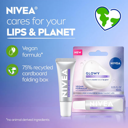 NIVEA Glowy Lip Care, Hydrating Lip Balm, 0.35 FL OZ