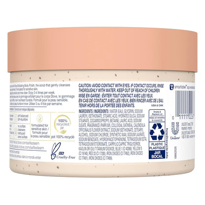 Dove Exfoliating Body Polish Scrub for Silky Skin Oatmeal & Calendula Oil Body Scrub Exfoliates & Gives Lasting Nourishment 10.5 oz
